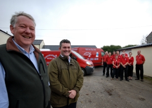 H20 on the Go - Cascade Springs Water Company's new owner, William Hiley (left), with  outgoing owner Dan Carolan, and the team at the company's Wadebridge base 